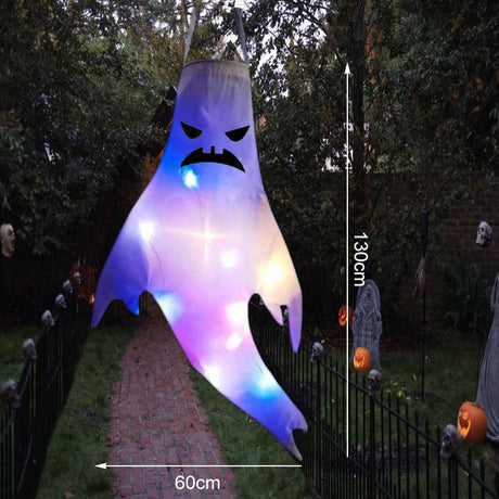 SpookGlow LED Halloween Dekoration | Hängender Geist | Partydeko | Indoor & Outdoor | Gruselige Lampe