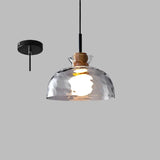 RippleWood Glas Pendelleuchte mit Holz | Modernes Design | Elegante Hängelampe | Nachhaltige Beleuchtung