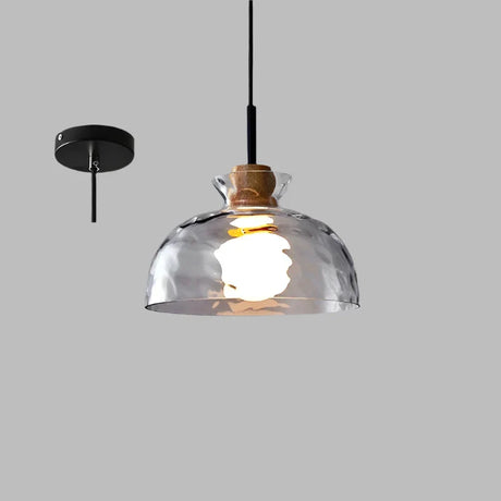 RippleWood Glas Pendelleuchte mit Holz | Modernes Design | Elegante Hängelampe | Nachhaltige Beleuchtung