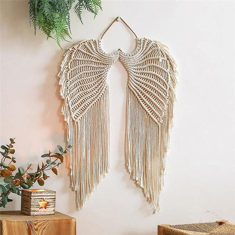 SkyAura Wandteppich mit Engelsflügel-Design | Spirituelle Wanddekoration | Einzigartiger Boho-Stil