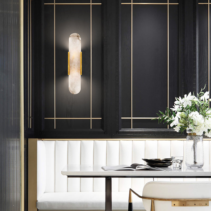 LumaSerene Langgestreckte Alabaster Wandleuchte | Modernes Design | Elegante Beleuchtung | Energieeffizient