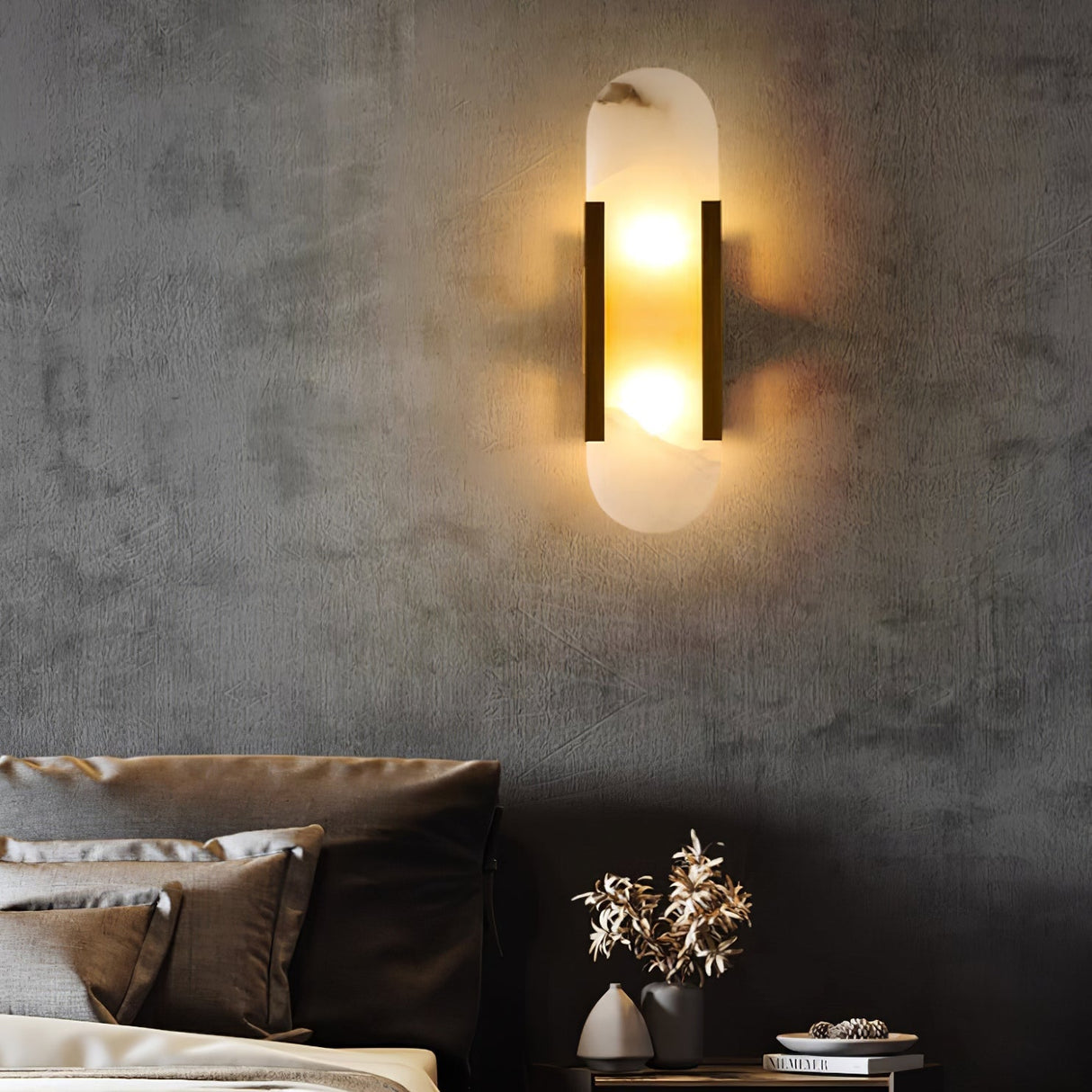 LumaSerene Langgestreckte Alabaster Wandleuchte | Modernes Design | Elegante Beleuchtung | Energieeffizient