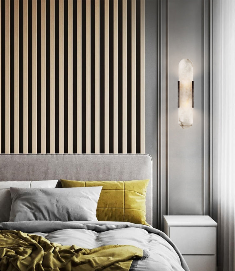 LumaSerene Langgestreckte Alabaster Wandleuchte | Modernes Design | Elegante Beleuchtung | Energieeffizient