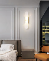 LumaSerene Langgestreckte Alabaster Wandleuchte | Modernes Design | Elegante Beleuchtung | Energieeffizient