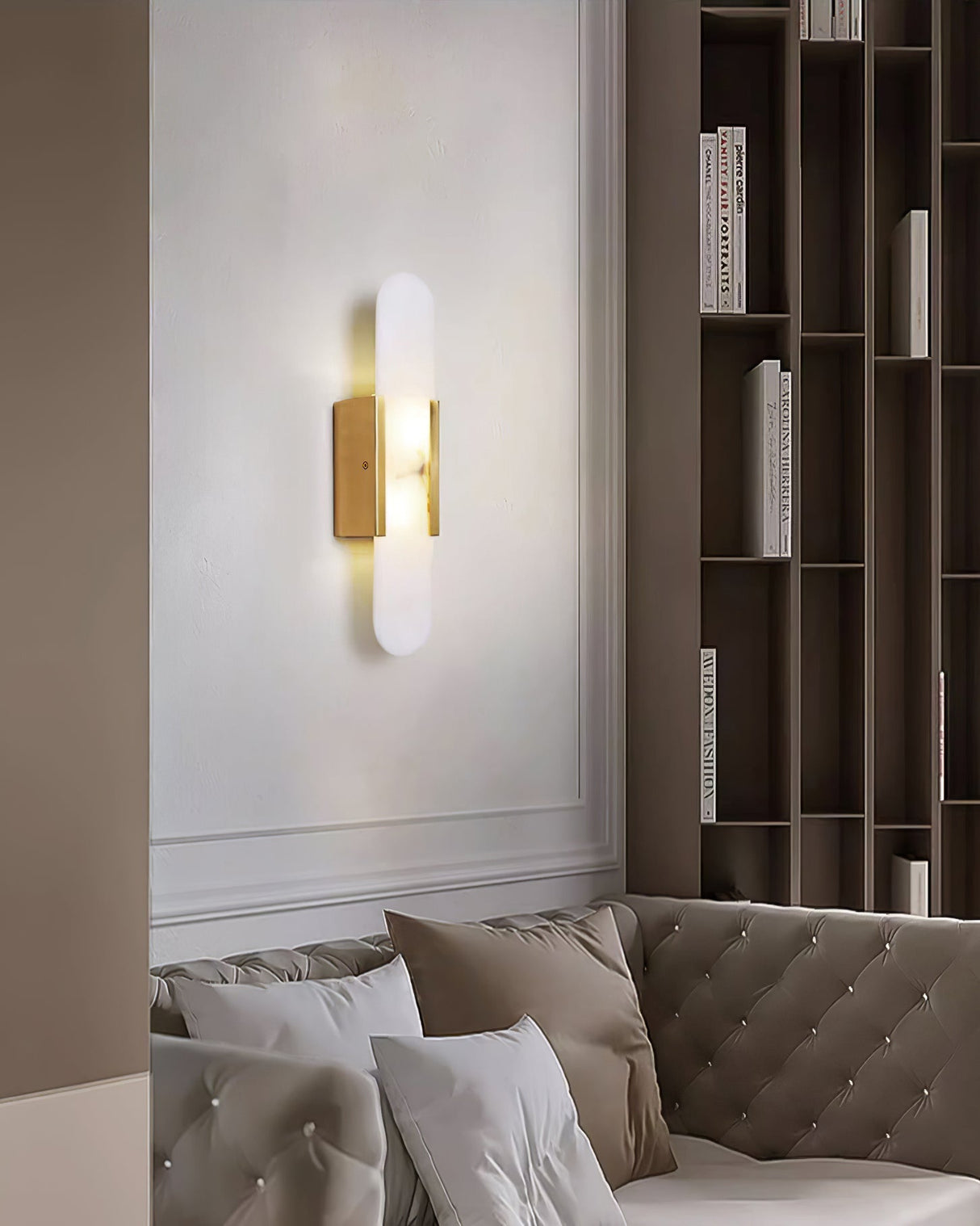 LumaSerene Langgestreckte Alabaster Wandleuchte | Modernes Design | Elegante Beleuchtung | Energieeffizient