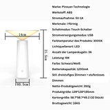 GlowNova Kabellose LED Tischlampe | Tragbare Leuchte | Dimmbares Stimmungslicht | Modernes Design für Innen und Außen