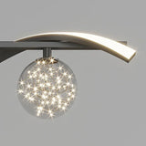 OrbGlow Schwarz-Gold LED Pendelleuchte | Glaskugel Kronleuchter | Innenbeleuchtung | Dekoration