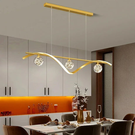 OrbGlow Schwarz-Gold LED Pendelleuchte | Glaskugel Kronleuchter | Innenbeleuchtung | Dekoration