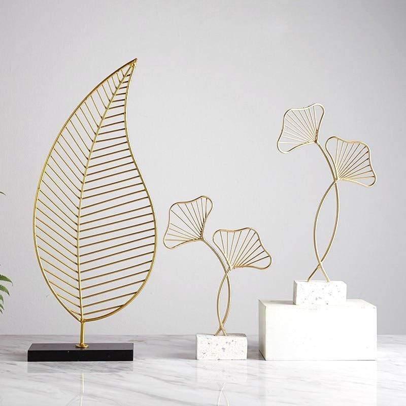 LeafyGlow Skulptur Dekofigur aus Metall | Ginkgo-Design | Wohnaccessoire | Tisch- und Regaldekoration