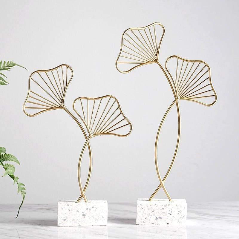 LeafyGlow Skulptur Dekofigur aus Metall | Ginkgo-Design | Wohnaccessoire | Tisch- und Regaldekoration