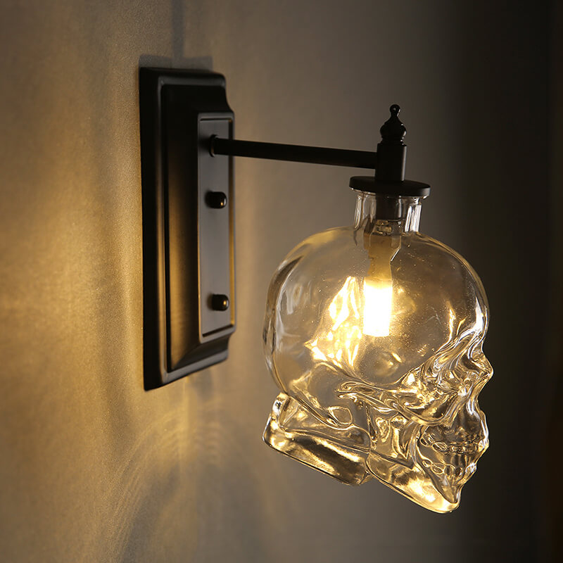 ShadowGlow Schädel-Wandleuchte | Glasdesign | 1-flammige Wandlampe | Stilvolle Beleuchtung