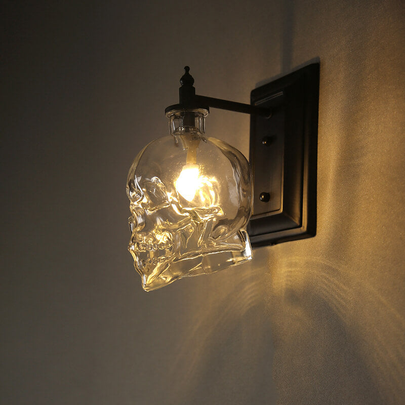 ShadowGlow Schädel-Wandleuchte | Glasdesign | 1-flammige Wandlampe | Stilvolle Beleuchtung