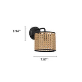 Ravelle Rattan Wandlampe | Modernes Webdesign | Trommelform | Stimmungsvolle Beleuchtung für Zuhause