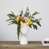 FloraMind Kopf-Blumenvasen Design | Modern & Stilvoll | Weiß & Schwarz | Perfekt für Inneneinrichtung
