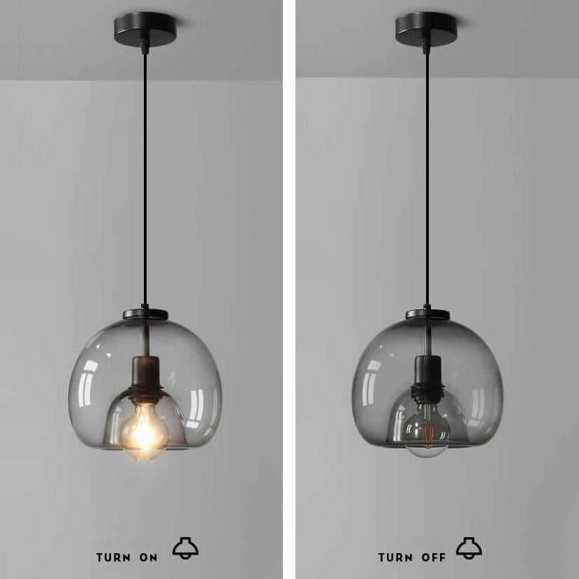 GlassGleam Handgeblasene Glas Pendelleuchte | Rauchgrau | Minimalistisches Design für Wohn- und Esszimmer