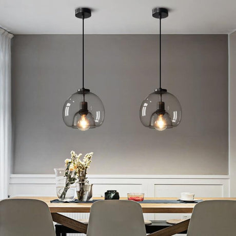GlassGleam Handgeblasene Glas Pendelleuchte | Rauchgrau | Minimalistisches Design für Wohn- und Esszimmer