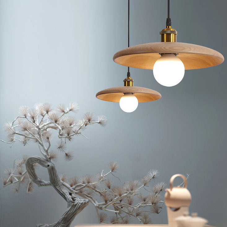 SolaraLite – Minimalistische Holz Pendelleuchte | Tellerdesign | Nachhaltige Beleuchtung für Zuhause