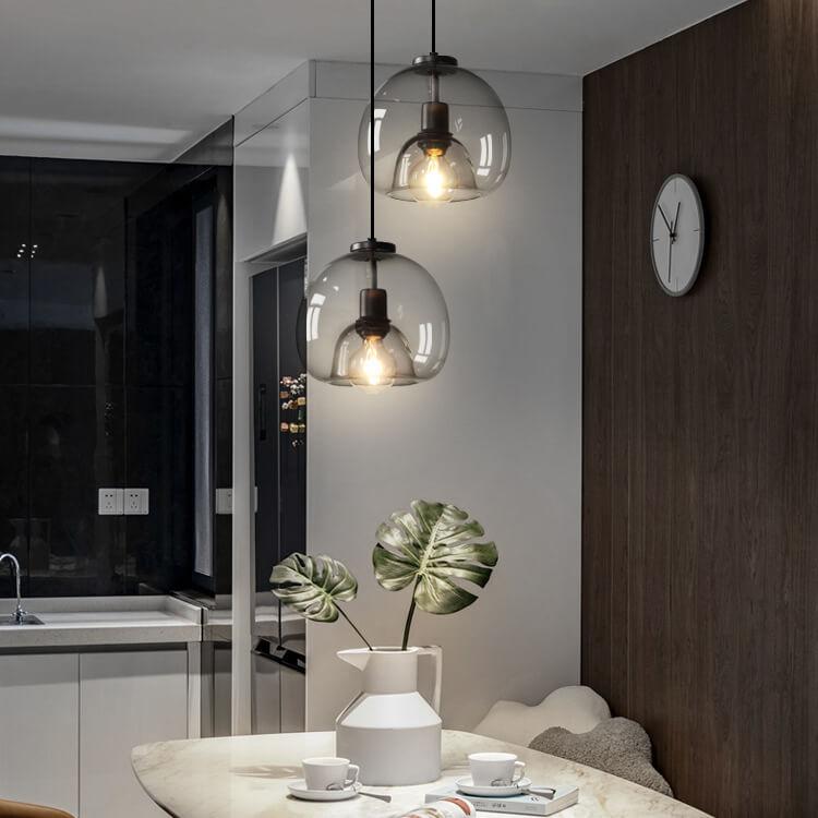 GlassGleam Handgeblasene Glas Pendelleuchte | Rauchgrau | Minimalistisches Design für Wohn- und Esszimmer