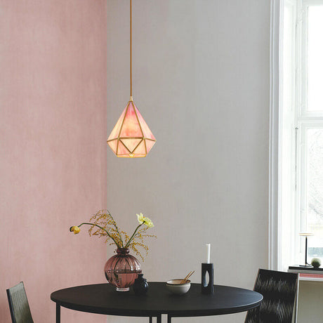 DiamantaGlow Pendelleuchte | Diamantförmiges Glas mit Wasserstruktur | 1-flammige Hängeleuchte | Elegantes & Modernes Design