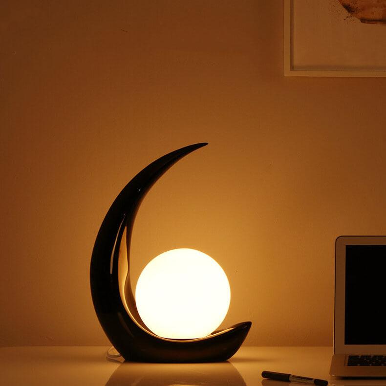Lunovia LED Tischlampe mit Halbmond-Design | Kreatives Dekolicht | Dimmbar & Vielseitig