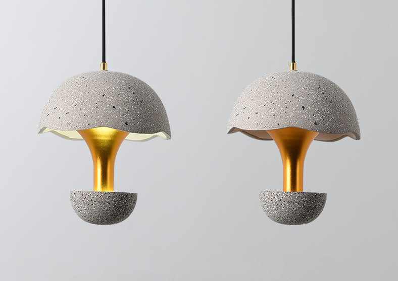 Cemuro Glow Industrial Pendelleuchte | Beton-Optik | Pilzform | LED-Hängeleuchte für Esszimmer & Küche