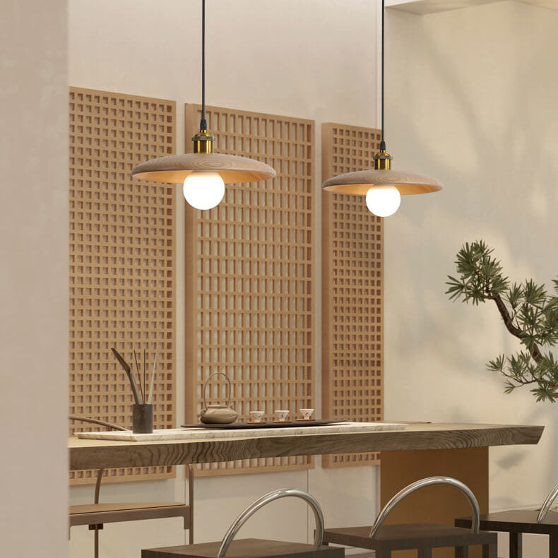 SolaraLite – Minimalistische Holz Pendelleuchte | Tellerdesign | Nachhaltige Beleuchtung für Zuhause