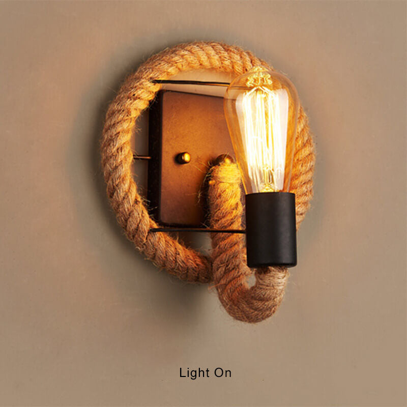 RusticGlow Seil-Wandleuchte | Vintage Stil | Hanfseil-Lampendesign | Einzigartige Dekoration | Umweltfreundliche Wandlampe
