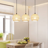 GlobeRattan – Beige Geflochtene Rattan Pendelleuchte | 1/3 Lichter | Elegantes Design