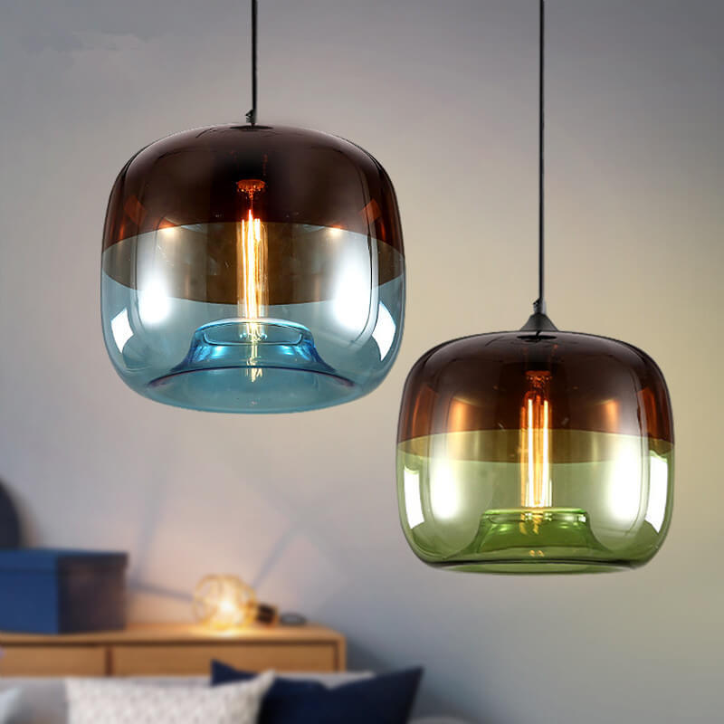 ColorSphere Retro Design Pendelleuchte aus Glas | Bunt | Vintage Look | E27 Fassung | Dekolampe für Wohnzimmer