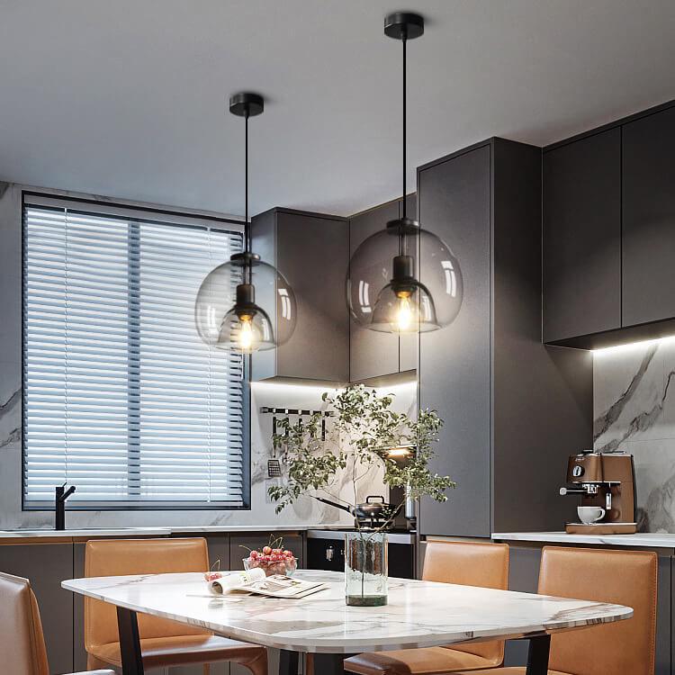 GlassGleam Handgeblasene Glas Pendelleuchte | Rauchgrau | Minimalistisches Design für Wohn- und Esszimmer