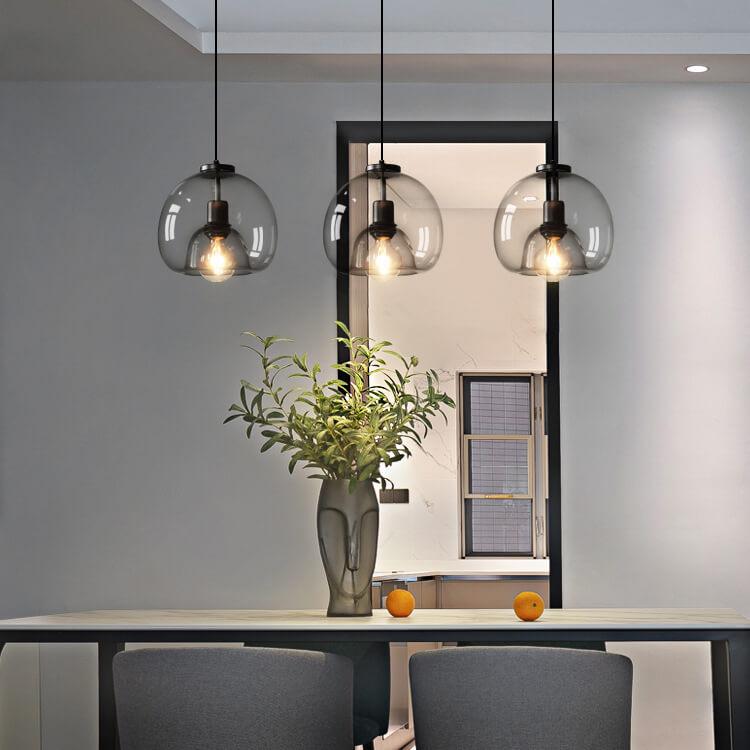 GlassGleam Handgeblasene Glas Pendelleuchte | Rauchgrau | Minimalistisches Design für Wohn- und Esszimmer