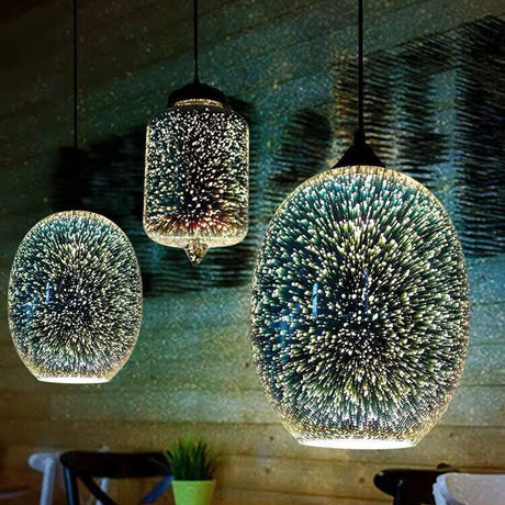 CelestaFlare Kreative 3D-Feuerwerk-Pendelleuchte | Glasdesign | Modernes Stimmungslicht | Dekorative Hängelampe für Zuhause