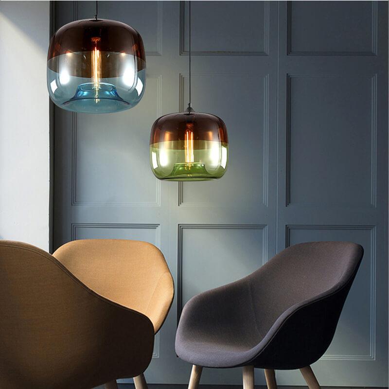 ColorSphere Retro Design Pendelleuchte aus Glas | Bunt | Vintage Look | E27 Fassung | Dekolampe für Wohnzimmer
