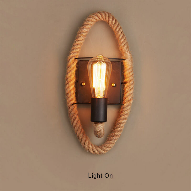 RusticGlow Seil-Wandleuchte | Vintage Stil | Hanfseil-Lampendesign | Einzigartige Dekoration | Umweltfreundliche Wandlampe
