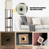 ShelfLoom Stehlampe mit Regalen | Regal-Stehlampen aus Massivholz | Mit 2 USB-Ladeports & Steckdose | Für Schlafzimmer & Wohnzimmer