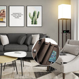 ShelfLoom Stehlampe mit Regalen | Regal-Stehlampen aus Massivholz | Mit 2 USB-Ladeports & Steckdose | Für Schlafzimmer & Wohnzimmer