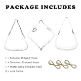 GlasLuxe 3-teiliges Set Glas-Hänge-Terrarienvasen | Elegante Pflanzenhalter | Deko für Zuhause