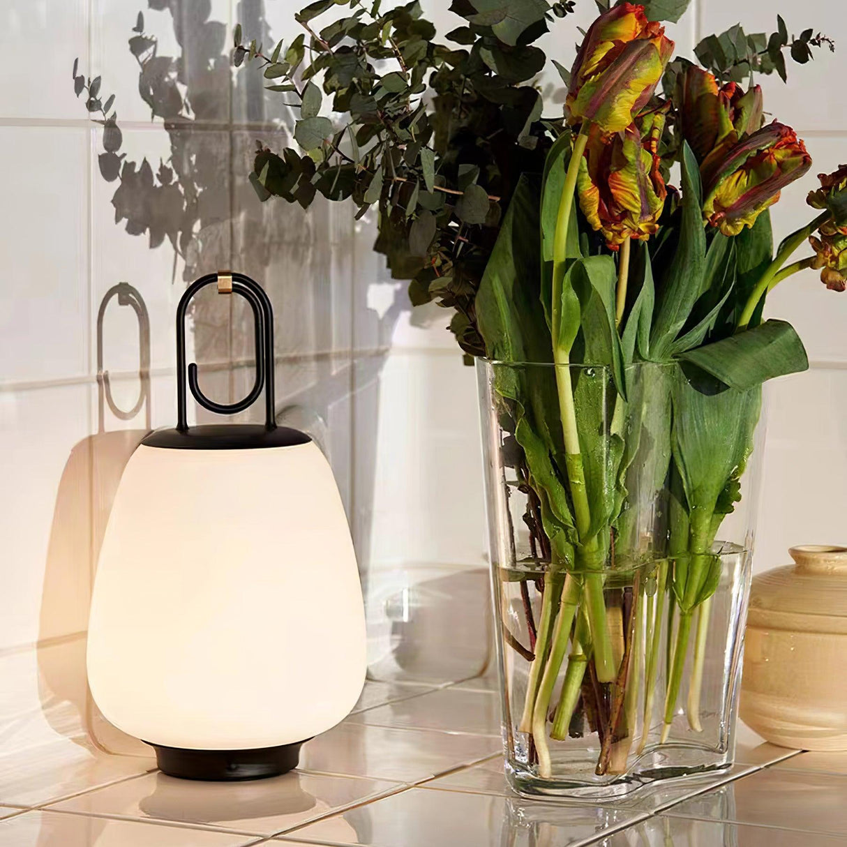 GlowMate Tragbare Laterne Tischlampe | Eingebaute Batterie | LED Licht | Warmes & Kühles Licht | Perfekte Stimmungsbeleuchtung