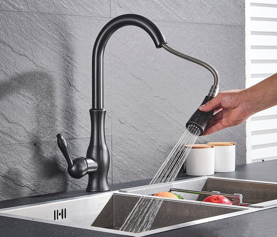 AquaFlex Versenkbare Küchenarmatur | Hochdruck-Mischbatterie | Flexibler Ausziehbarer Auslauf | Modernes Design | Edelstahl