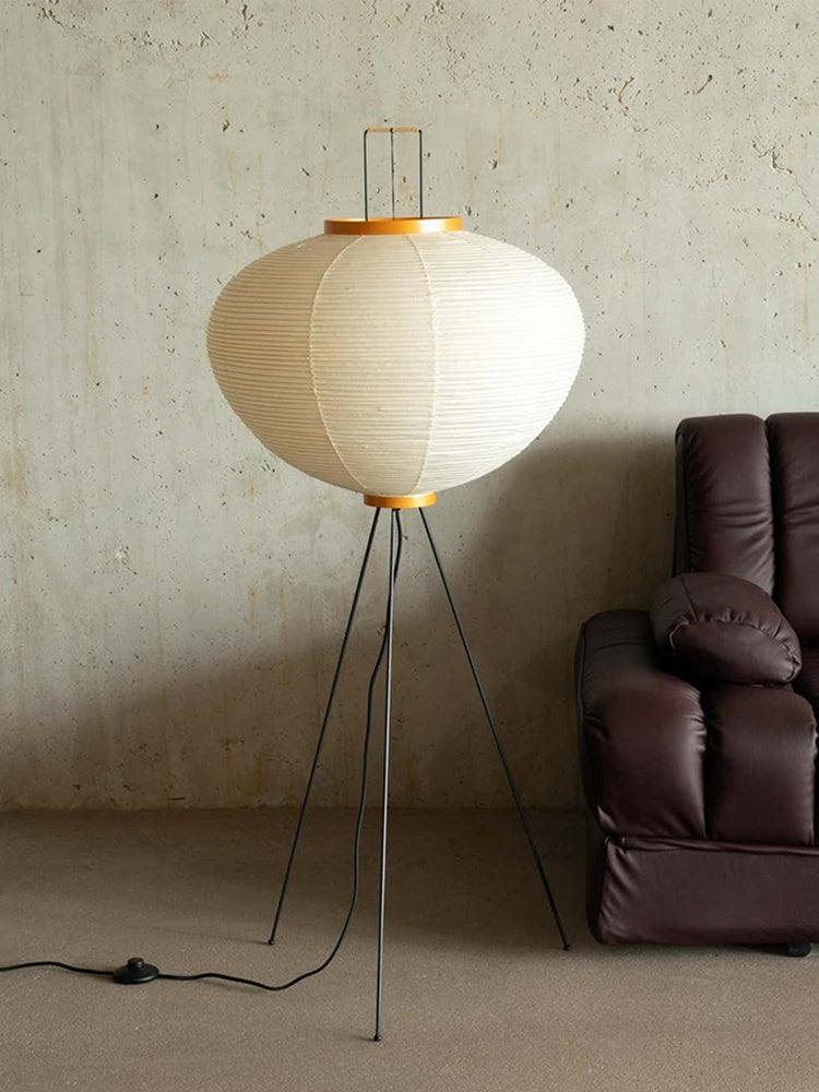 SereniLum Reispapier Stehlampe | Minimalistisches Design | Warmweißes LED-Licht | Nachhaltige Deko für Zuhause