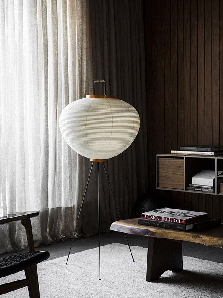 SereniLum Reispapier Stehlampe | Minimalistisches Design | Warmweißes LED-Licht | Nachhaltige Deko für Zuhause