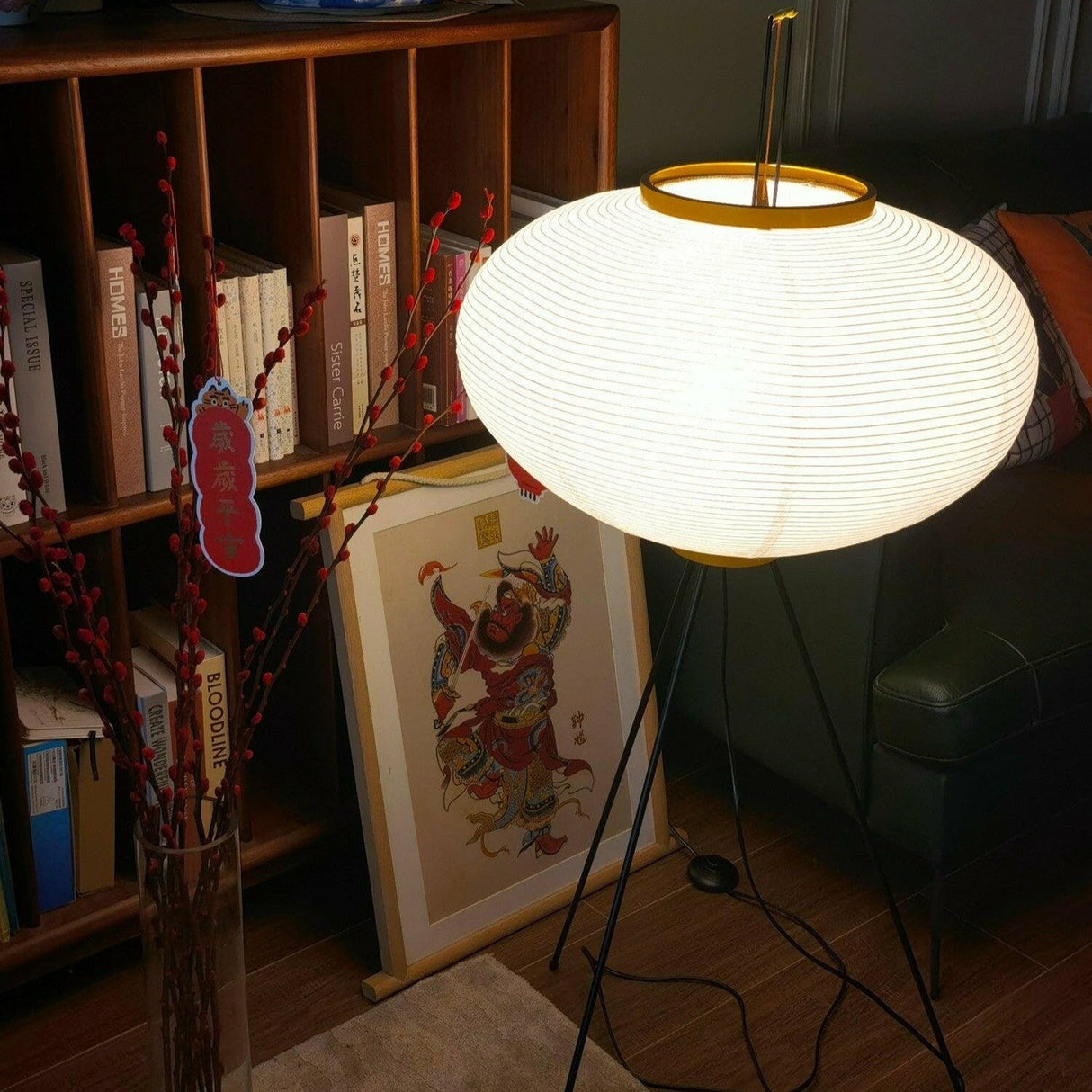 SereniLum Reispapier Stehlampe | Minimalistisches Design | Warmweißes LED-Licht | Nachhaltige Deko für Zuhause