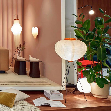 SereniLum Reispapier Stehlampe | Minimalistisches Design | Warmweißes LED-Licht | Nachhaltige Deko für Zuhause