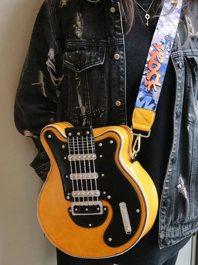 GuitarHero Vintage Retro Gitarren-Crossbody-Tasche | Rockiger Look | Modische Umhängetasche