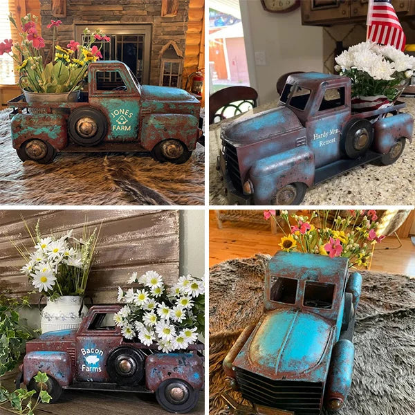 RustyTruck Vintage Pflanztopf | Nostalgischer Retro-Truck | Dekoratives Pflanzgefäß | Rustikales Gartendekor