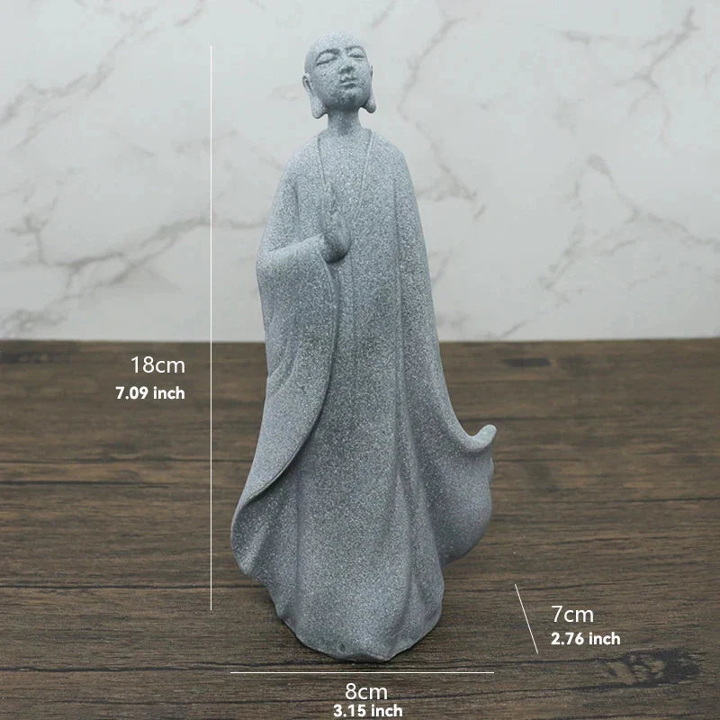 TranquilStone Buddha Figuren Set | Meditative Mönchs Statuen | Zen Garten Dekoration | Achtsamkeit & Feng Shui Deko für Zuhause