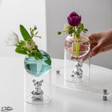 CosmoBear Glasvase | Galaktisches Design | Dekorative Vase | Bärförmige Glasvase für Blumen und Dekoration