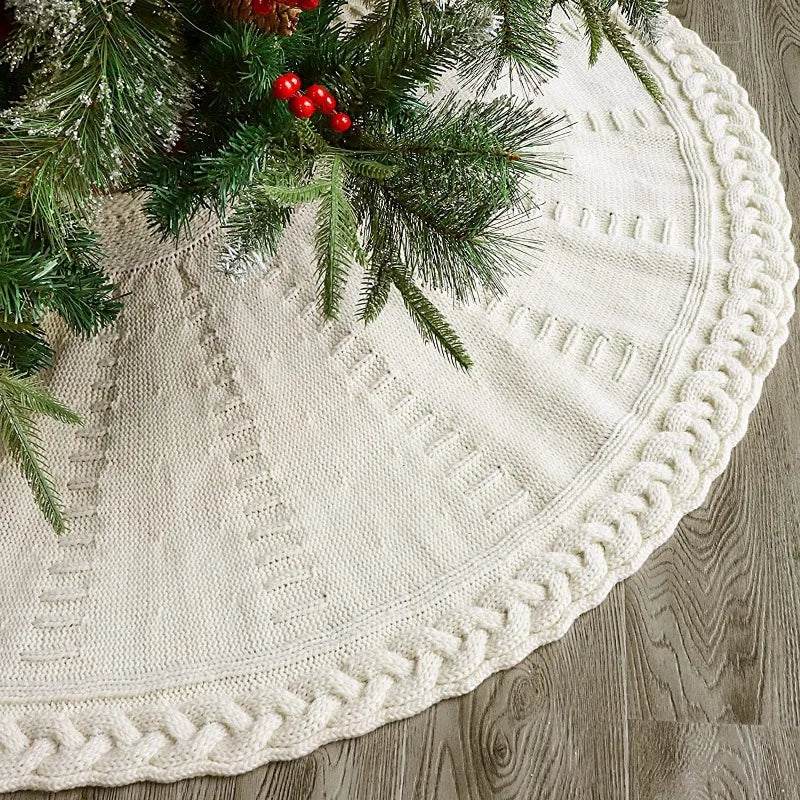 HollyGlow Weihnachtsbaumrock aus Strick | Premium Weihnachtsdeko | Kuschelige Baumumrandung