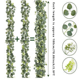 EucaGreen™ Eukalyptus Girlande 2er Set | Kunstpflanzen Deko | Ideal für Hochzeit, Tischdeko & Wanddekoration