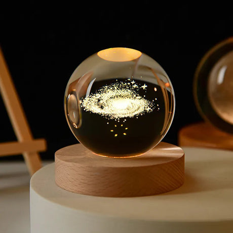LumoAurora 3D Kristall Nachtlicht | LED Dekorationslampe | Kabellos | Farbwechsel | Einzigartige Geschenkidee